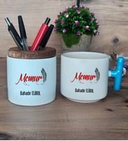 Memur Hediye Sepeti Kupa Bardak T Kulplu, Kalemlik Hediyeleri Memura Hediye (Model 3)