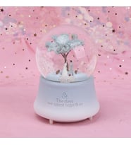 Romantik Aşıklar Büyük Boy Müzikli Işıklı Kar Küresi (Mavi)