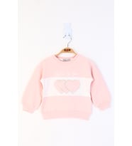 Toontoy Kız Çocuk Kalp Nakışlı Sweatshirt (Pudra)