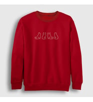 Presmono Unisex Beyaz Four Cats Kedi Sweatshirt 286442tt (Kırmızı)