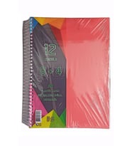 8+4 Ayraçlı Defter 12 Konulu 300 Yaprak 1 Adet 8 Kareli 4 Çizgili Spralli Plastik Kapak Seperatörlü (Kırmızı)