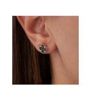 Van Cleef Model 14 Ayar Altın Kaplama Çelik Sedefli Küpe 2 Yıl Garanti Belgeli (Siyah)