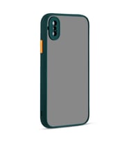 Apple iPhone XS Max 6.5 Kılıf Hux Düğme ve Kapak Zıt Renk Kılıf (Koyu Yeşil)