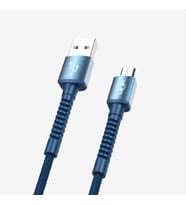 K551 Güvenli ve Hızlı 1m Örgülü Metal Kafa Mikro USB Şarj Kablosu (Mavi)