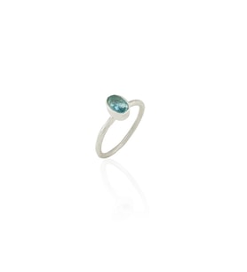 Kadir Jewellery 925 Ayar Gümüş Kaplama Zirkon Taşlı  Kadın Minimal Yüzük (Açık Mavi)