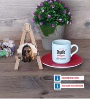 Diyaliz Teknisyeni Türk Kahvesi Fincanı Ahşap Altlıklı ve Fotoğraflı Ahşap Anahtarlık Hediye Diyaliz Teknisyenine Hediye (Model 3)