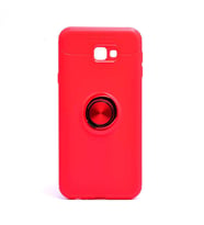 Samsung Galaxy J4 Plus Kılıf Yüzüklü Magnetli Ravel Case (Kırmızı)