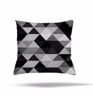 Geometrik Batik Desen Gizli Fermuarlı Yastık Kılıfı Kırlent Kılıfı Koltuk Yastık Kılıfı  (Siyah-Gri)