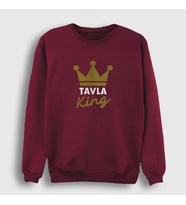 Presmono Unisex Beyaz Backgammon King Tavla Kralı Oyun V2 Sweatshirt 416681tt (Bordo)