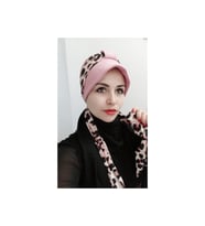 Kadın Tesettür Leopar Atkı Bone (Pembe)