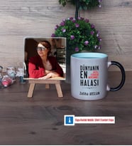 Halaya Hediye Fotoğraflı Dekoratif Taş, Kupa Bardak Beyaz Hediye (Model 9)