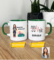 Kişiye Özel Karikatürlü Paramedik Hediye Kupa Bardak Kadın Paramediğe Tıp Bayramı Hediyesi (Yeşil)
