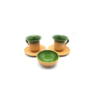Toprak Kahve Fincanı 3 lü Set (Yeşil)