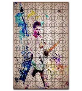 Cakapuzzle Renkli Ahşap Zeminde Gitarist Solist Görseli Puzzle Yapboz MDF(Ahşap) (1000 Parça)