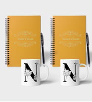 Kişiye Özel Ahşap Renkli Defter Kalem Kupa 2'li Hediye Seti (Model 5)