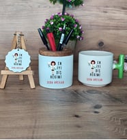 En İyi Diş Hekimi Hediye Sepeti Kupa Bardak T Kulplu, Kalemlik ve Anahtarlık Diş Hekimine Diş Hekimleri Günü Hediyesi (Model 8)