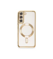 Samsun Galaxy S23 Kılıf Kamera Lens Korumalı Renkli Magsafe Şeffaf Kapak (Gold)