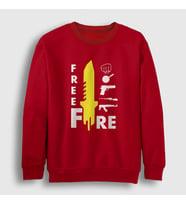 Presmono Unisex Bordo Knife Free Fire Sweatshirt 232847tt (Kırmızı)