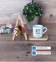 Teyzeye Hediye Türk Kahvesi Fincanı Ahşap Altlıklı ve Fotoğraflı Ahşap Anahtarlık Hediye (Model 1)