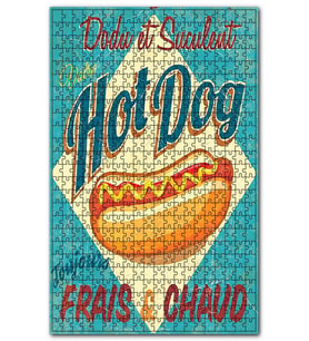 Cakapuzzle Hot Dog Sosisli Afiş Baskılı Görsel Puzzle Yapboz MDF (Ahşap) (255 Parça)