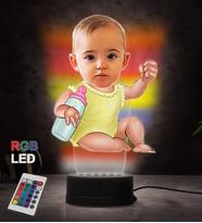Doğum Günü Hediyesi,Sevgiliye Hediye, Kişiye Özel Fotoğraflı Bebek Karikatür 3D Led Lamba (RGB)