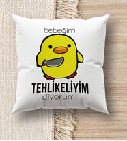 BK Gift Esprili Beyaz Kırlent Yastık, Ev Hediyesi, Ev Dekorasyonu, Dekoratif Hediye (Model 14)