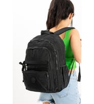 Unisex Sırt Çantası Hafif Yağmur Geçirmez Klinkır Kumaş Laptop Bölmeli Seyahat Çantası 43*30 Cm (Siyah)