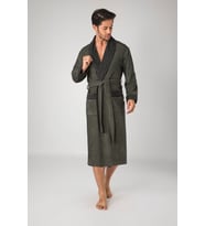 G Desen Gri Kırçıllı Bambu Cotton Erkek Sabahlık Bornoz (Haki)
