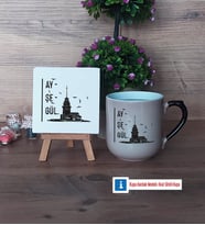 Kız Kulesi Dekoratif Taş, Kupa Bardak Kırmızı HediyeArkadaşa Hediye (Model 9)
