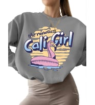 90'ların kaliforniyalı kızı Baskılı Bej kadın erkek Sweatshirt kalın unisex bisiklet yaka 3 iplik (Gri)