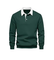 Ghassy Co. Erkek Retro Renk Bloklu Pamuklu Gömlek Yaka Sweatshirt (Nefti)