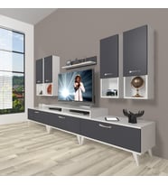 Decoraktiv Ekoflex 8da Mdf Retro Tv Ünitesi Tv Sehpası (Beyaz - Antrasit)