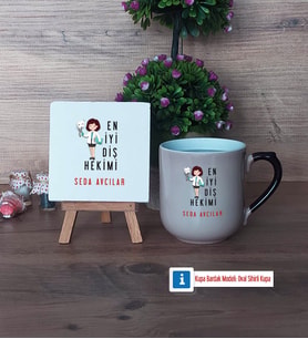 En İyi Diş Hekimi Dekoratif Taş, Kupa Bardak Kırmızı Hediye (Model 9)