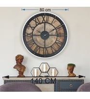 Markakanvas Beyaz Metal Kasalı Eski Dünya Haritalı Duvar Saati (Çap 50 cm - 80 cm ) (Siyah)