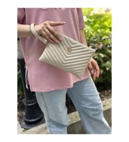 Kadın  Ayarlanabilir Çapraz Ve El Askılı Portföy, Clutch Çanta (Krem)