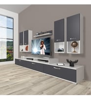 Decoraktiv Ekoflex 8da Mdf Tv Ünitesi Tv Sehpası (Beyaz - Antrasit)