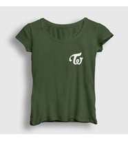 Presmono Kadın Sarı Logo K-Pop Twice T-Shirt 280573tt (Haki)