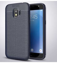 Samsung Galaxy J2 Pro 2018 Kılıf Deri Tarzı Niss Silikon Case (Lacivert)