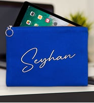 BK Gift Kişiye Özel İsimli-6 Tablet Çantası 30x21cm(12 Renk Seçeneği), Ipad Çantası, Baskılı Tablet Kılıfı (Mavi)
