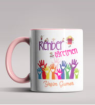 Kişiye Özel Rehber Öğretmen Tasarımlı Siyah Renk Kupa Bardak  (Pembe)
