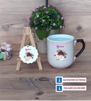 İsme Özel Doğum Günü Hediyesi Kupa Bardak Kırmızı ve Ahşap Anahtarlık Hediye (Model 9)