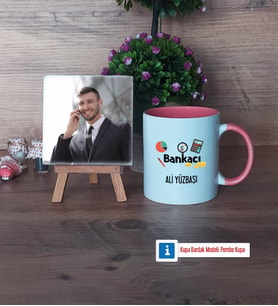 Bankacı Fotoğraflı Dekoratif Taş, Kupa Bardak Beyaz Hediye (Model 6)