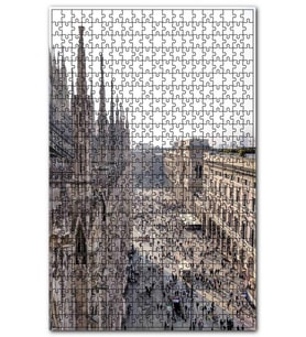 Cakapuzzle Katedral ve Meydandaki İnsanlar Puzzle Yapboz MDF (Ahşap) (1000 Parça)