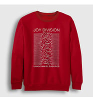 Presmono Unisex Beyaz Unknown Pleasures Joy Division Sweatshirt 87792tt (Kırmızı)