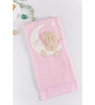 Ayıcık Figürlü Kız/Erkek Welsoft Astarlı Bebek Battaniye (Pembe)