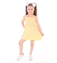 Toontoy Kız Çocuk Komple Baskılı Elbise (Sarı)