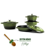 Lava Döküm 4X New Heritage Serisi Döküm Demir Tencere Seti (Yeşil)