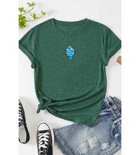 Unisex Su Avatar Baskılı T-shirt (Yeşil)