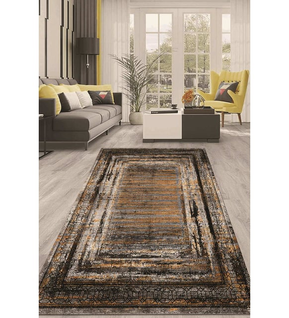 Dijital Kaymaz Taban Yıkanabilir Modern Renkli Salon Halısı Mutfak Halısı Yolluk ND-HT-966 (Kahverengi)
