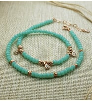 Doğal Taş Kristal 2 li Kristal Bileklik (Mavi)